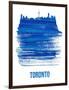 Toronto Skyline Brush Stroke - Blue-NaxArt-Framed Art Print