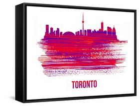 Toronto Skyline Brush Stroke - Red-NaxArt-Framed Stretched Canvas