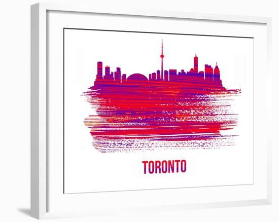 Toronto Skyline Brush Stroke - Red-NaxArt-Framed Art Print