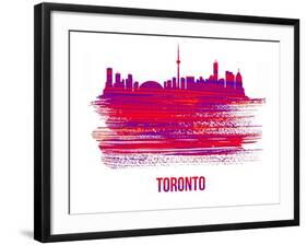 Toronto Skyline Brush Stroke - Red-NaxArt-Framed Art Print