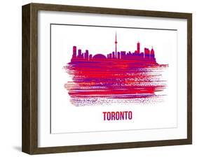 Toronto Skyline Brush Stroke - Red-NaxArt-Framed Art Print