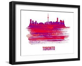 Toronto Skyline Brush Stroke - Red-NaxArt-Framed Art Print