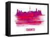 Toronto Skyline Brush Stroke - Red-NaxArt-Framed Stretched Canvas