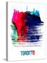 Toronto Skyline Brush Stroke - Watercolor-NaxArt-Stretched Canvas