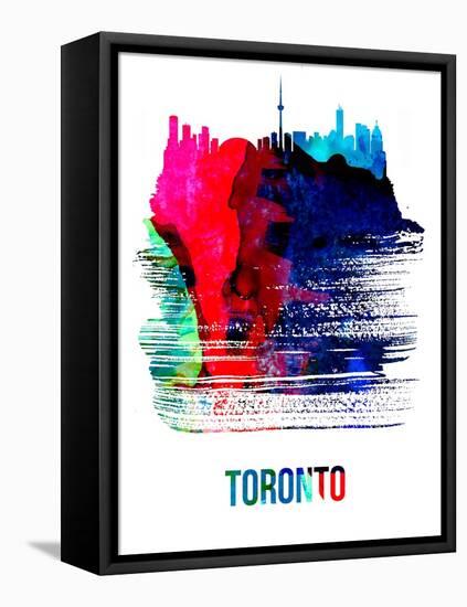 Toronto Skyline Brush Stroke - Watercolor-NaxArt-Framed Stretched Canvas