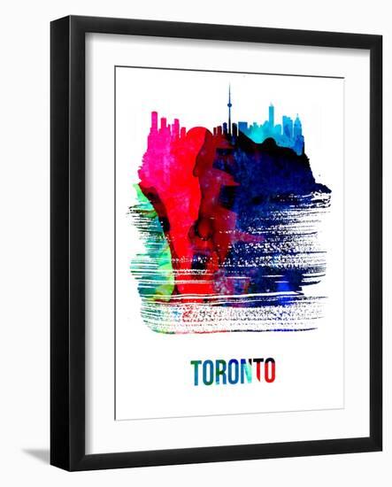 Toronto Skyline Brush Stroke - Watercolor-NaxArt-Framed Art Print