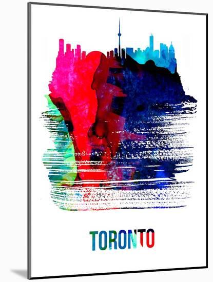 Toronto Skyline Brush Stroke - Watercolor-NaxArt-Mounted Art Print