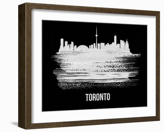Toronto Skyline Brush Stroke - White-NaxArt-Framed Art Print