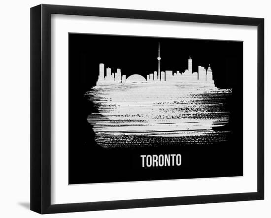 Toronto Skyline Brush Stroke - White-NaxArt-Framed Art Print