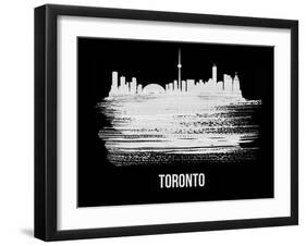 Toronto Skyline Brush Stroke - White-NaxArt-Framed Art Print