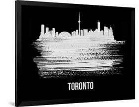 Toronto Skyline Brush Stroke - White-NaxArt-Framed Art Print