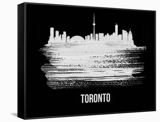 Toronto Skyline Brush Stroke - White-NaxArt-Framed Stretched Canvas