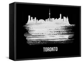 Toronto Skyline Brush Stroke - White-NaxArt-Framed Stretched Canvas