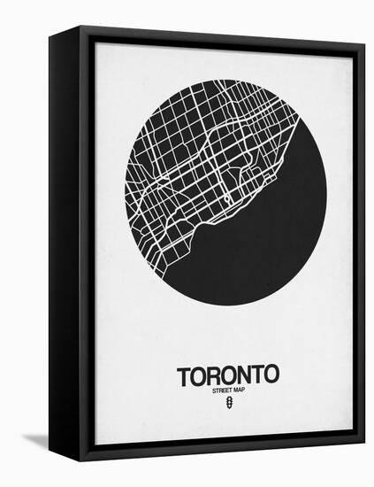 Toronto Street Map Black on White-NaxArt-Framed Stretched Canvas