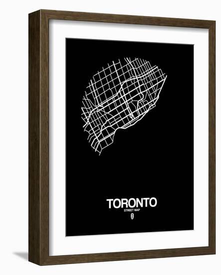 Toronto Street Map Black-NaxArt-Framed Art Print