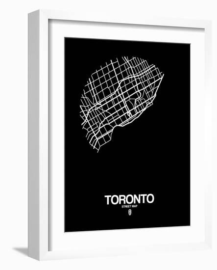 Toronto Street Map Black-NaxArt-Framed Art Print