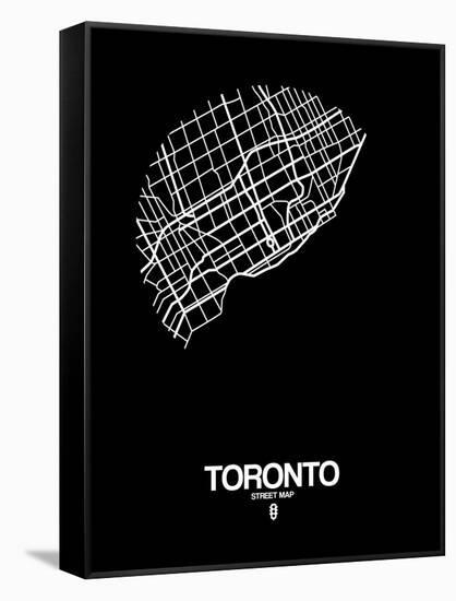 Toronto Street Map Black-NaxArt-Framed Stretched Canvas
