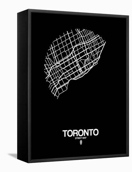 Toronto Street Map Black-NaxArt-Framed Stretched Canvas