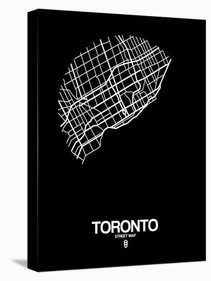 Toronto Street Map Black-NaxArt-Stretched Canvas