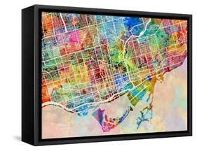 Toronto Street Map-Tompsett Michael-Framed Stretched Canvas