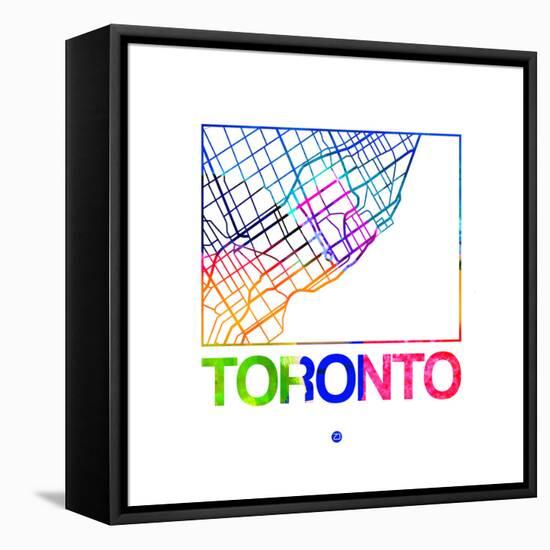 Toronto Watercolor Street Map-NaxArt-Framed Stretched Canvas