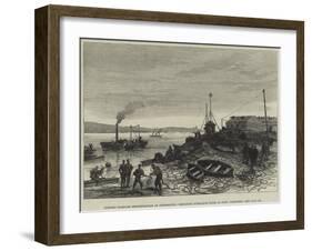 Torpedo Warfare Demonstration at Portsmouth, Preparing Submarine Mines at Fort Gilkicker-null-Framed Giclee Print