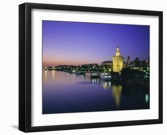 Torre Del Oro and Rio Guadelquivir in the Evening, Seville (Sevilla), Andalucia (Andalusia), Spain-Rob Cousins-Framed Photographic Print