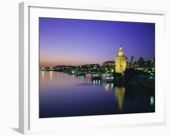 Torre Del Oro and Rio Guadelquivir in the Evening, Seville (Sevilla), Andalucia (Andalusia), Spain-Rob Cousins-Framed Photographic Print