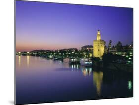 Torre Del Oro and Rio Guadelquivir in the Evening, Seville (Sevilla), Andalucia (Andalusia), Spain-Rob Cousins-Mounted Photographic Print