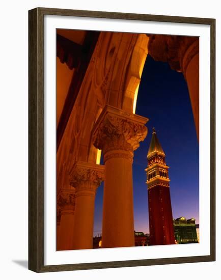 Torre Del'Orologio Framed by Facade of the Palazzo Ducale, Venetian Hotel and Casino, Las Vegas-Ryan Fox-Framed Premium Photographic Print