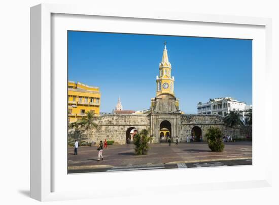 Torre del Reloj Publico (Public Clock Tower), UNESCO World Heritage Site, Cartagena, Colombia, Sout-Michael Runkel-Framed Photographic Print