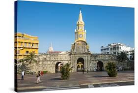 Torre del Reloj Publico (Public Clock Tower), UNESCO World Heritage Site, Cartagena, Colombia, Sout-Michael Runkel-Stretched Canvas