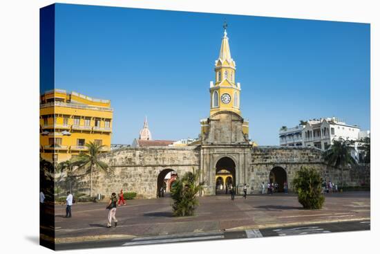 Torre del Reloj Publico (Public Clock Tower), UNESCO World Heritage Site, Cartagena, Colombia, Sout-Michael Runkel-Stretched Canvas