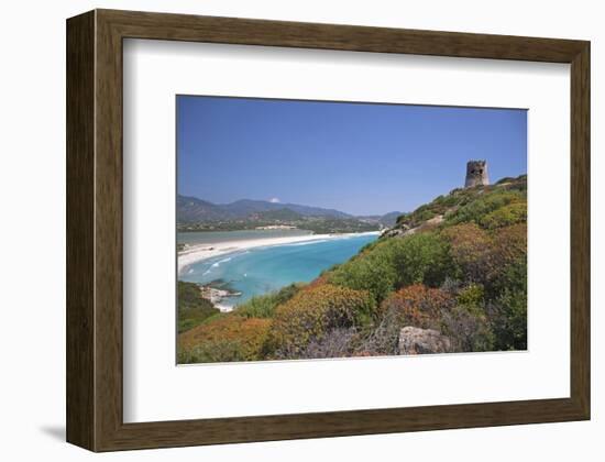 Torre di Porto Giunco Tower and Simius Beach near Villasimius, Sardinia, Italy-null-Framed Art Print