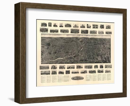 Torrington, Connecticut - Panoramic Map-Lantern Press-Framed Art Print