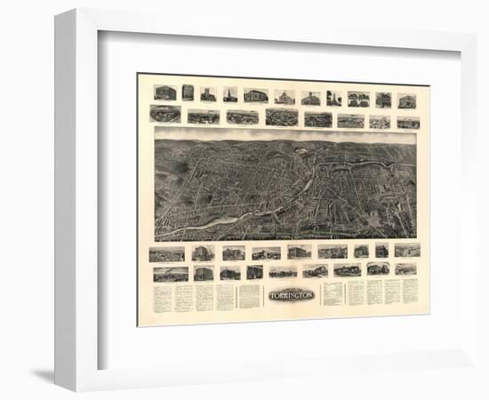 Torrington, Connecticut - Panoramic Map-Lantern Press-Framed Art Print