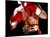 Torso of a Male Boxer Wearing Boxing Gloves and a Belt-null-Mounted Photographic Print