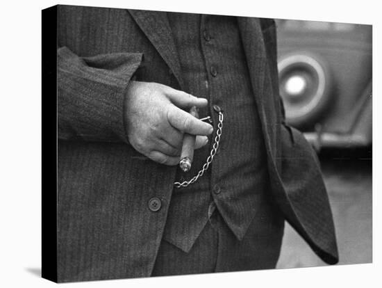 Torso of Police Chief Carl Pugh in Three-Piece Suit as He Holds Cigar, Hand and Watch Chain Visible-Carl Mydans-Stretched Canvas
