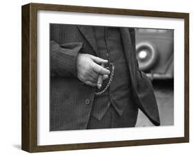 Torso of Police Chief Carl Pugh in Three-Piece Suit as He Holds Cigar, Hand and Watch Chain Visible-Carl Mydans-Framed Photographic Print