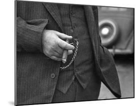 Torso of Police Chief Carl Pugh in Three-Piece Suit as He Holds Cigar, Hand and Watch Chain Visible-Carl Mydans-Mounted Photographic Print