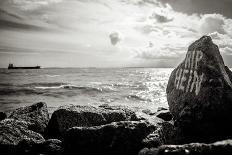 Distant Cargo Ship on Horizon-Torsten Richter-Photographic Print