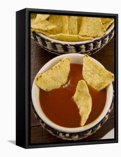 Tortilla Chips with Chili Sauce, Mexican Food, Mexico, North America-Nico Tondini-Framed Stretched Canvas