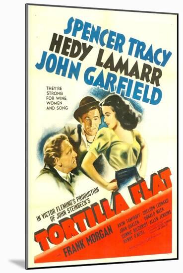 TORTILLA FLAT, from left: Spencer Tracy, John Garfield, Hedy Lamarr, 1942.-null-Mounted Art Print
