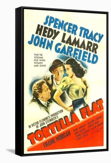 TORTILLA FLAT, from left: Spencer Tracy, John Garfield, Hedy Lamarr, 1942.-null-Framed Stretched Canvas