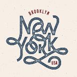 Vintage Hand Lettered Textured New York Brooklyn T Shirt Apparel Fashion Print Retro Old School Tee-Tortuga-Art Print