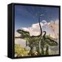 Torvosaurus Dinosaurs on a Cliff Searching for Prey-Stocktrek Images-Framed Stretched Canvas