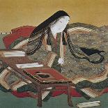 Illustration from 'The Tale of Genji' of Japanese Court Lady of the Heian Period-Tosa Mitsouki-Framed Stretched Canvas