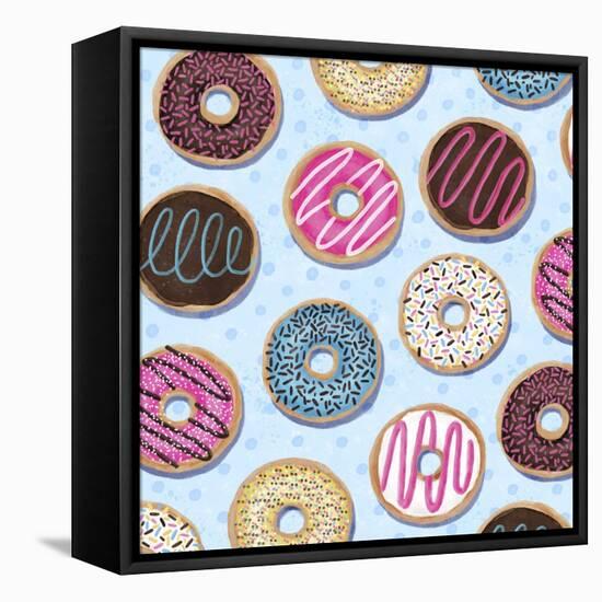 Tossed Painterly Donuts-Elizabeth Caldwell-Framed Stretched Canvas