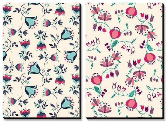 Tossed Tulip Garden Floral Patterns-null-Stretched Canvas