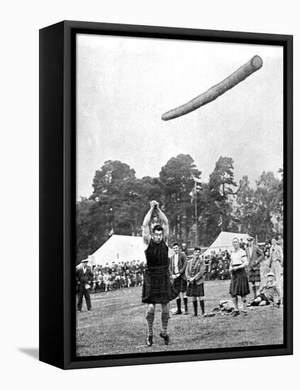 Tossing the Caber at the Highland Games, Scotland, 1936-null-Framed Stretched Canvas